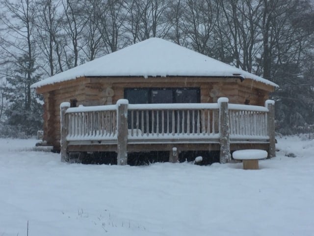 Woody's Lodge Cabin in snow